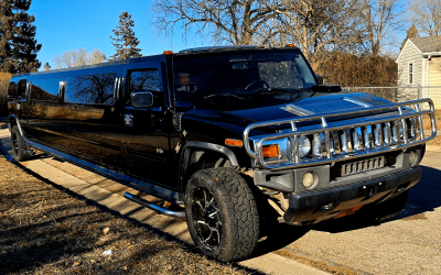 3/4 Front view of "Abe" the Hummer H2 Super Stretch Limo
